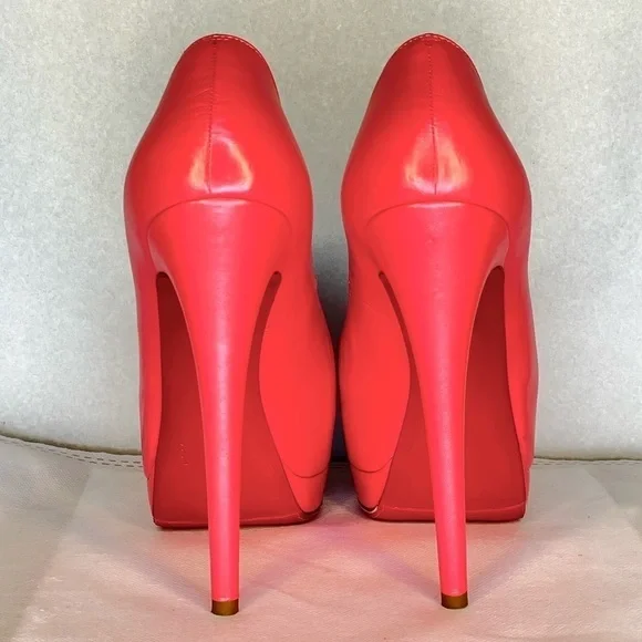 Christian Louboutin Lady Peep peep toe pump 150mm EU37 coral pink Napa kid lthr - Picture 8 of 16